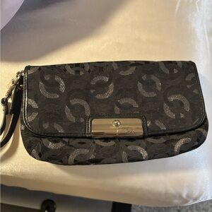 Coach Black and Silver Wristlet